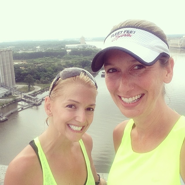 runners enjoy great views while running across the Talmadge Bridge in Savannah