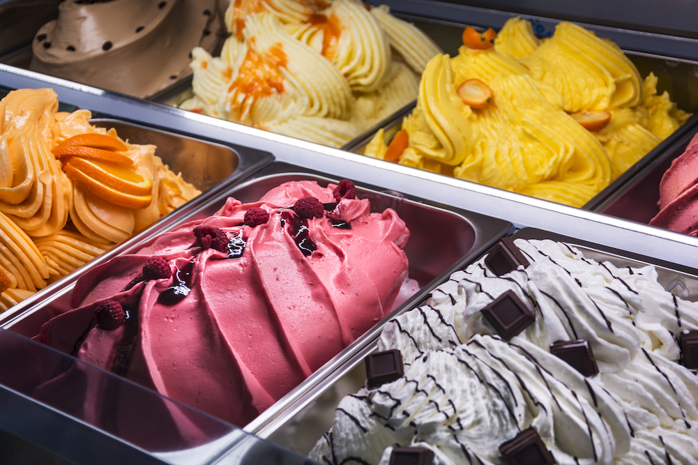 gelato flavors on display