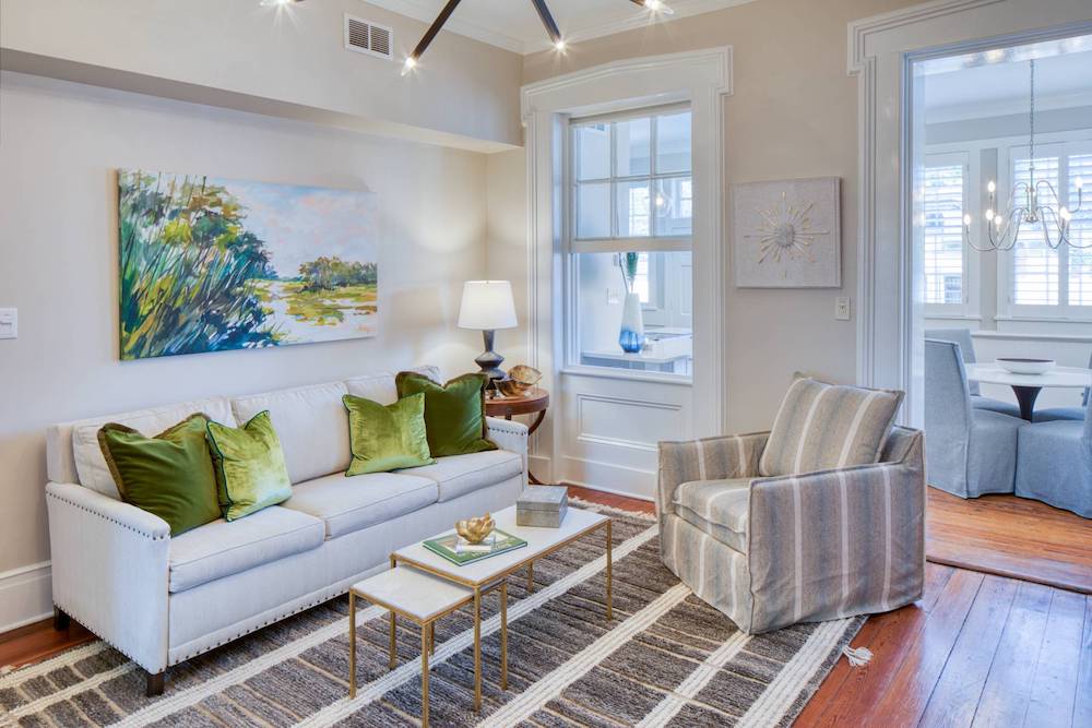 interior living room of a Savannah, Ga. vacation rental